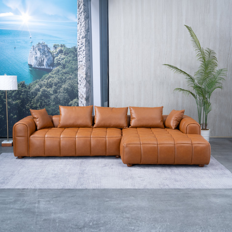 Drua 2 Piece L Shaped Leather Sectional Sofa